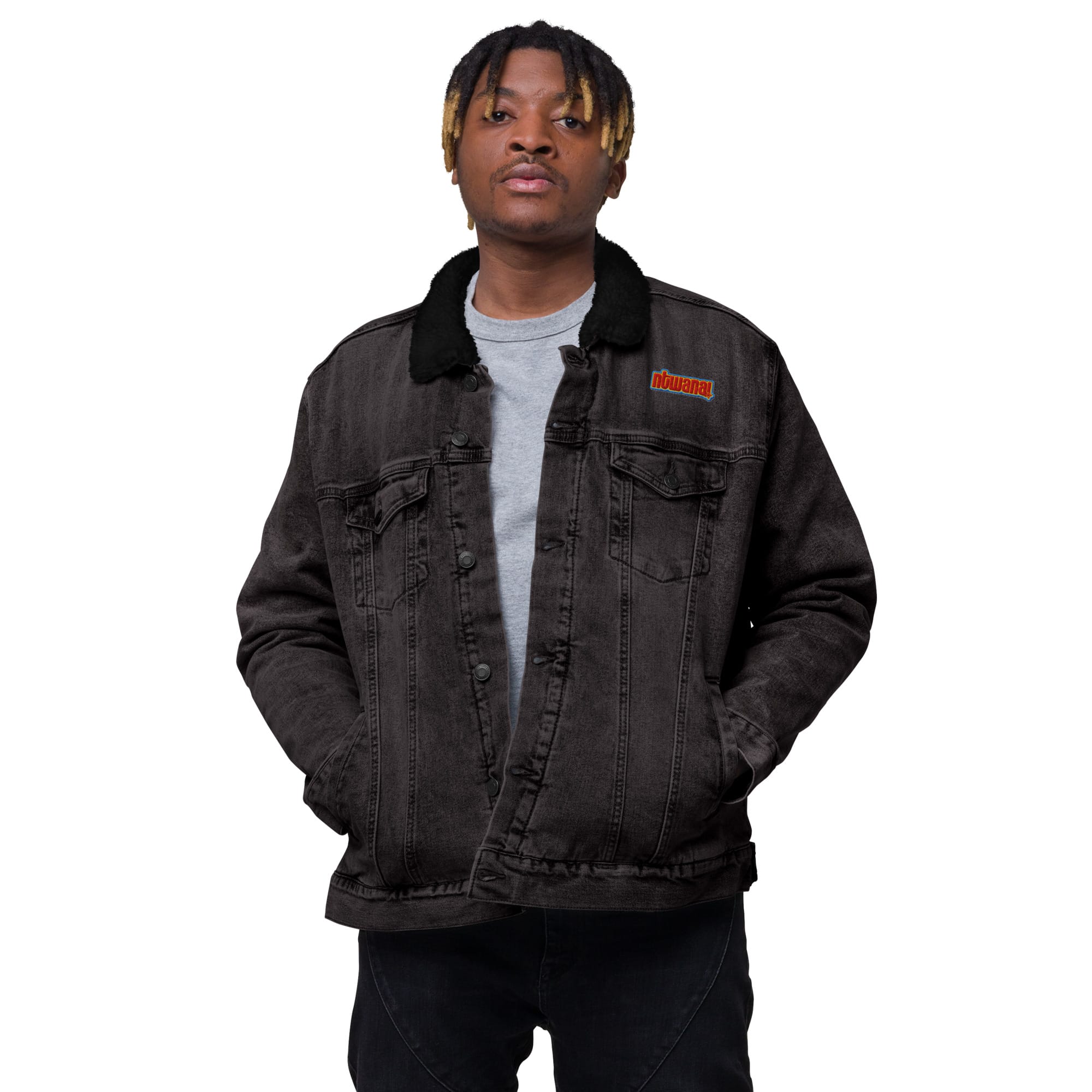 ntwana unisex denim sherpa jacket