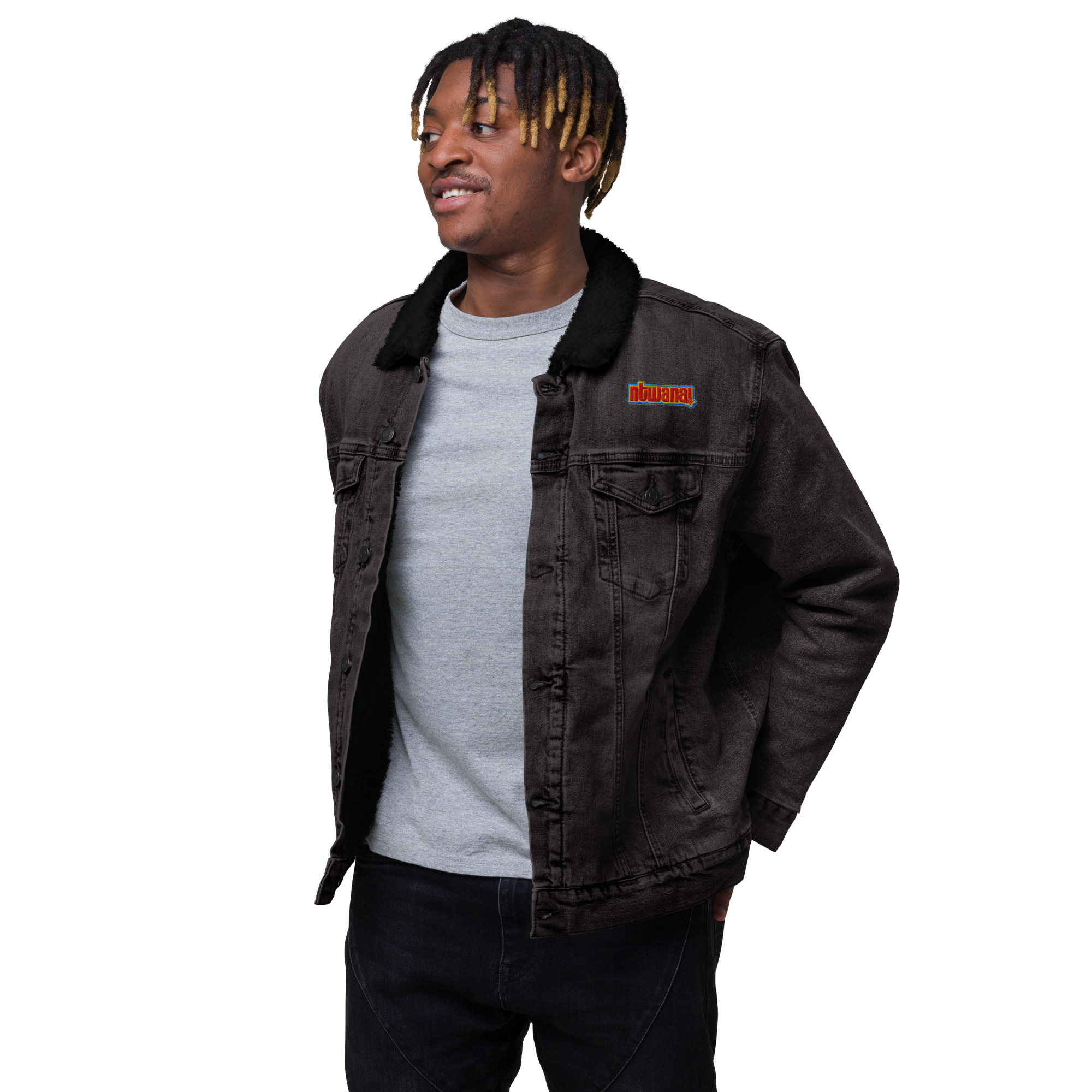 ntwana unisex denim sherpa jacket