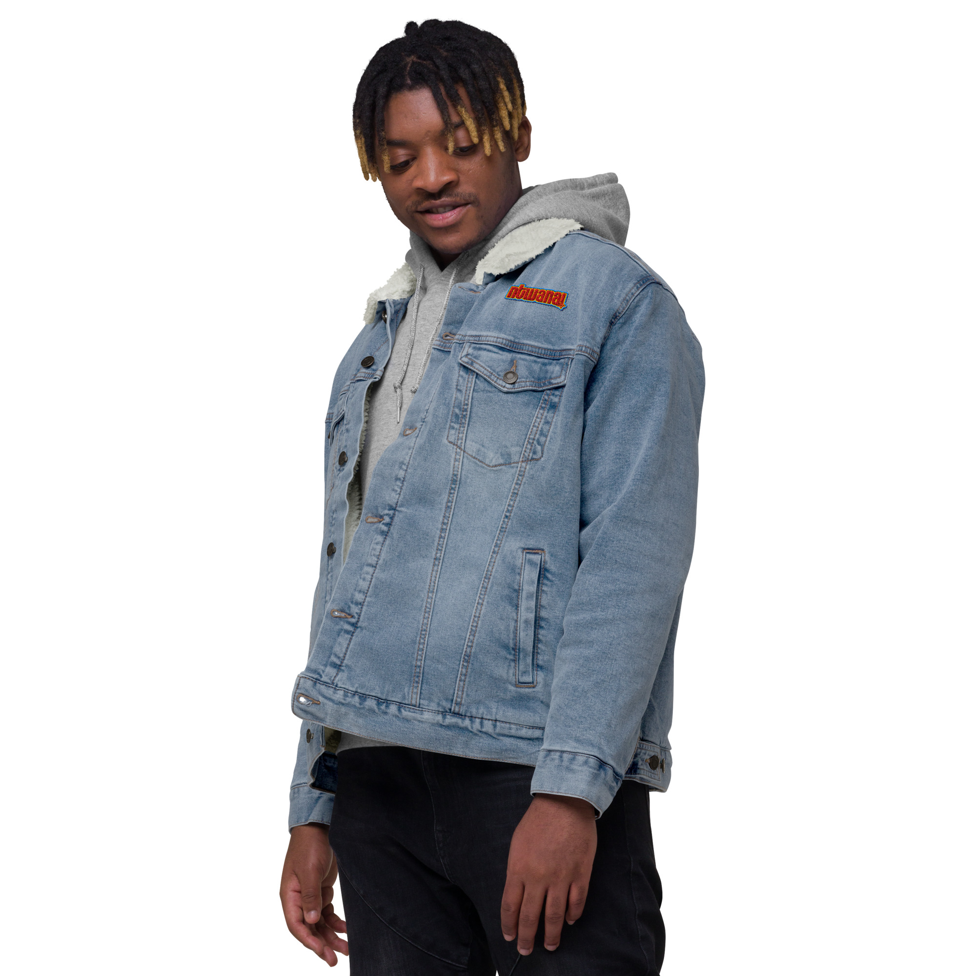 ntwana unisex denim sherpa jacket