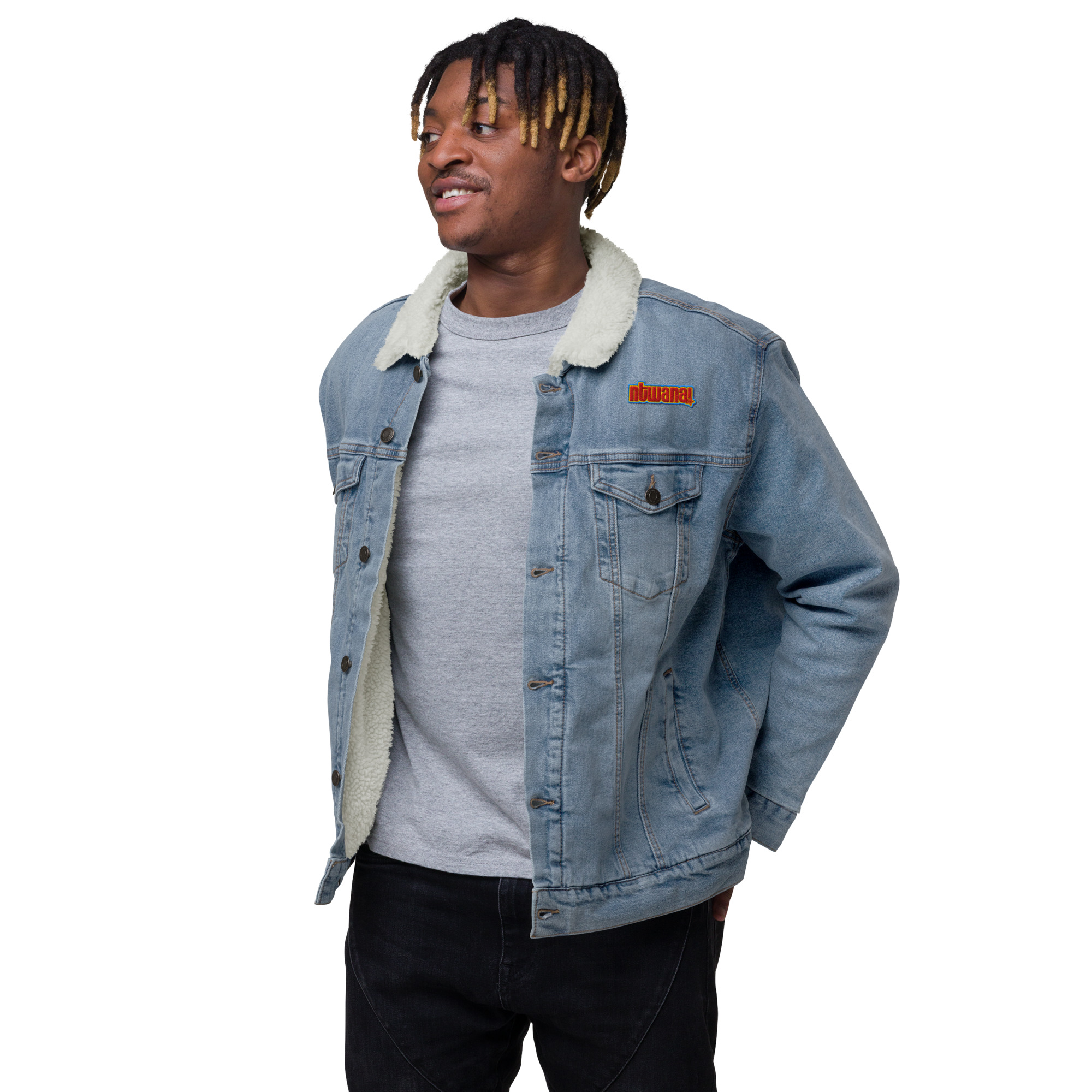ntwana unisex denim sherpa jacket